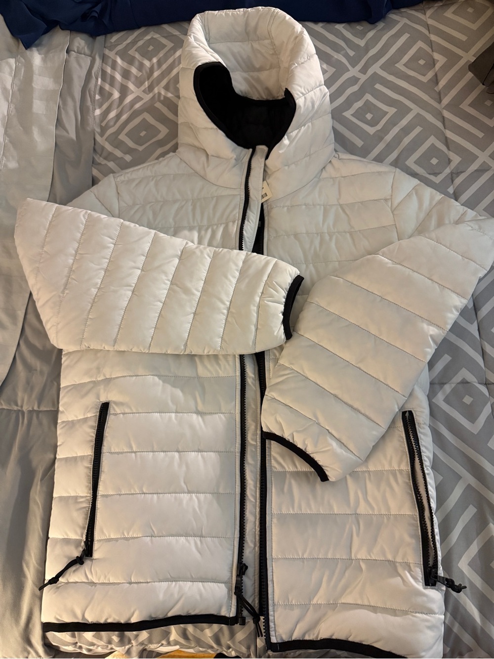 Aeropostale White Puffer Jacket with Black Trim